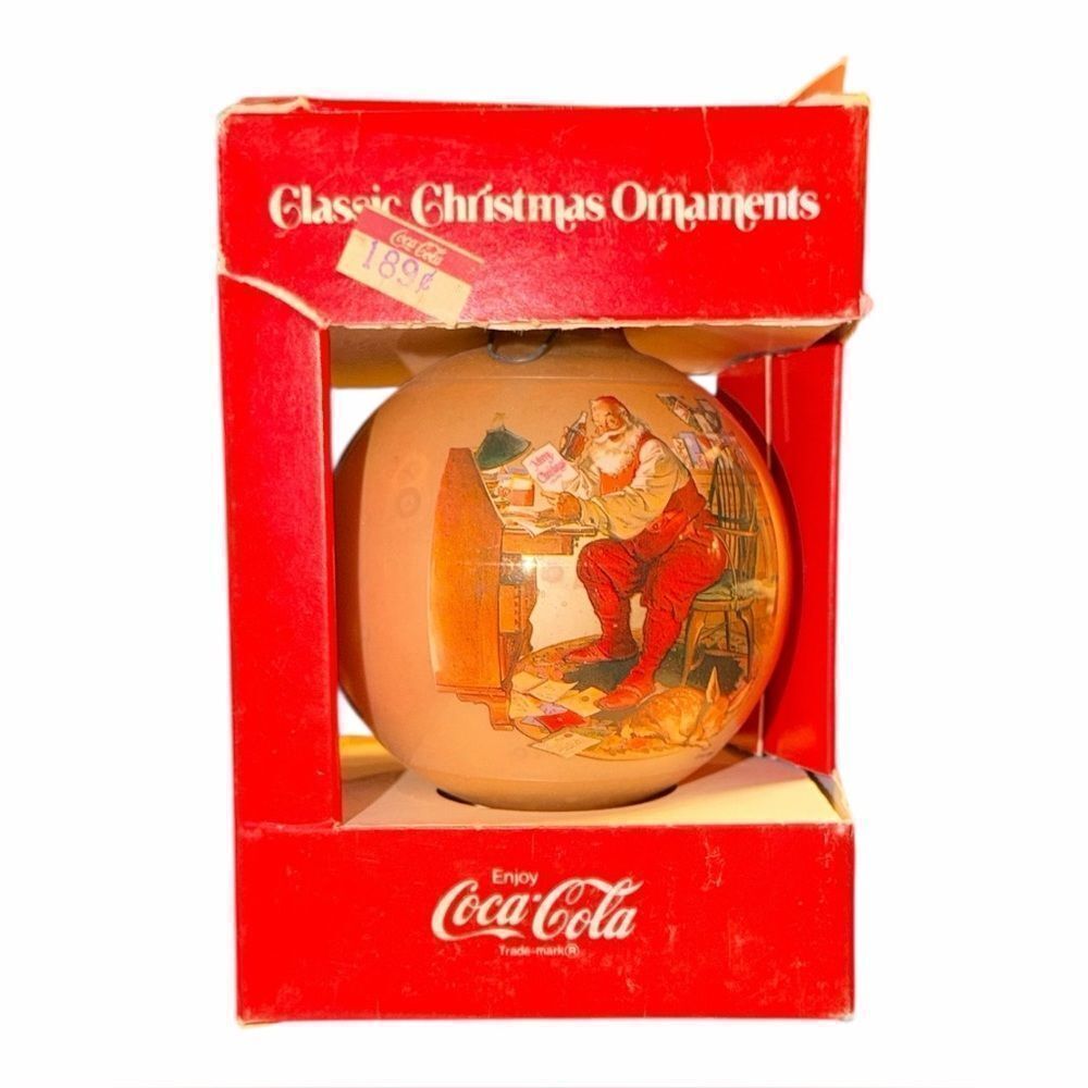 Coca-Cola Santa Claus Glass Ball Ornament Corning Glass Works Vintage 1966 w Box